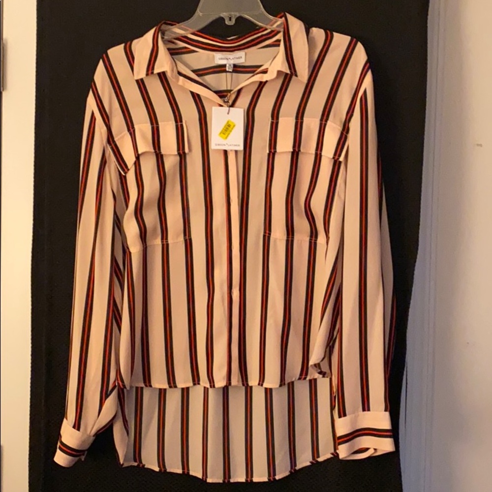 Gibson & Latimer long sleeve striped NWT blouse